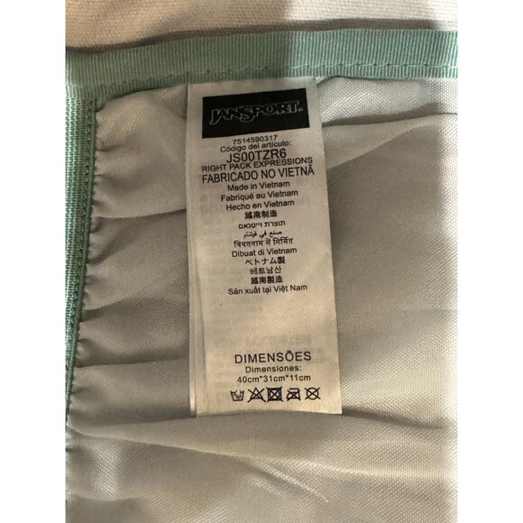 JanSport Originals Gray White Geometric Backpack With Suede Leather Bottom - Picture 7 of 7